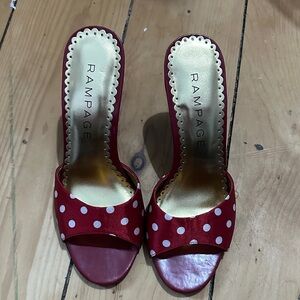 Rampage Red & White Polka Dot Slide Mules